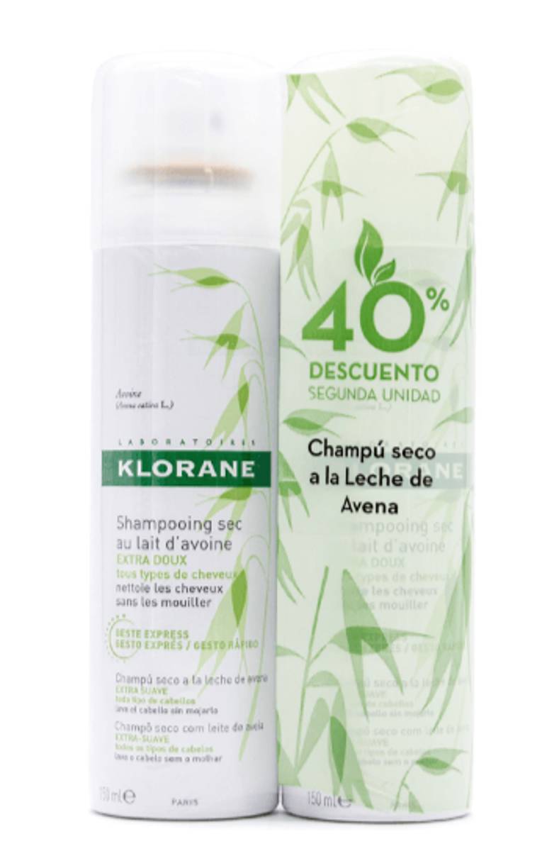 KLORANE CHAMPU SECO A LA LECHE DE AVENA 2 ENVASES 150 ml PACK DUO