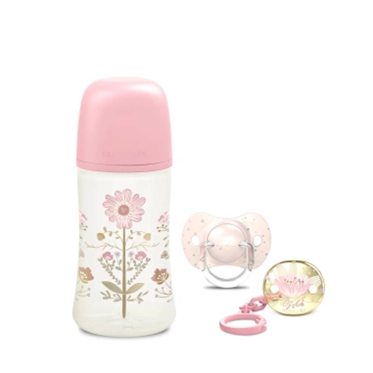 SET GOLD BIBERON+CHUPETE+BROCHE